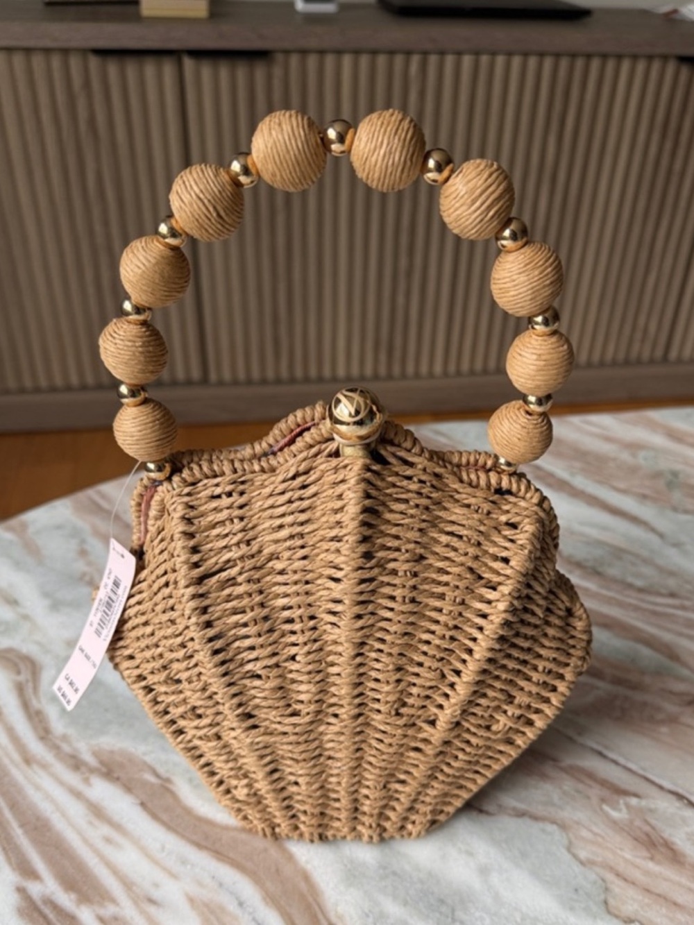 ☀️🐚 VICTORIA’S SECRET WOVEN SHAPED RAFFIA SHELLBAG 🐚 crossbody bag removal chain
